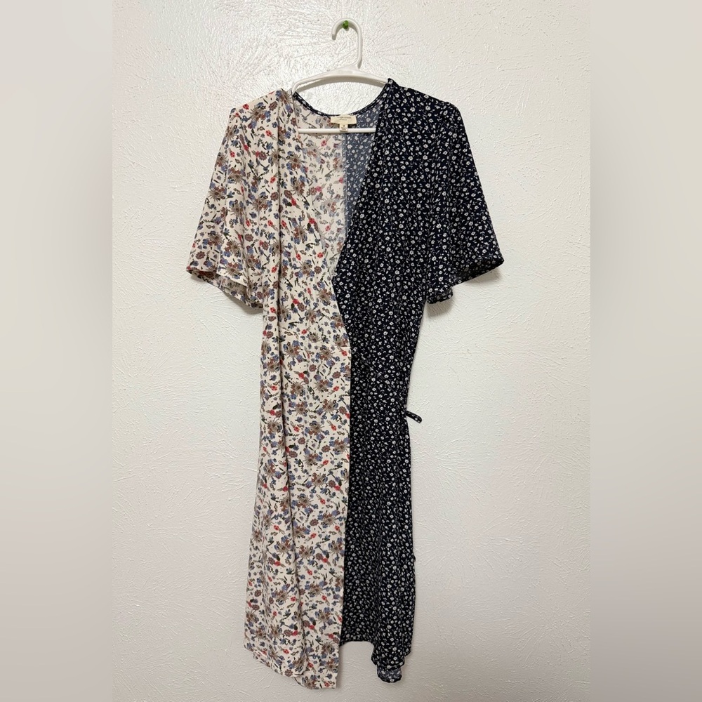 Orange Creek Asymmetrical Floral Dress - Cream and Black